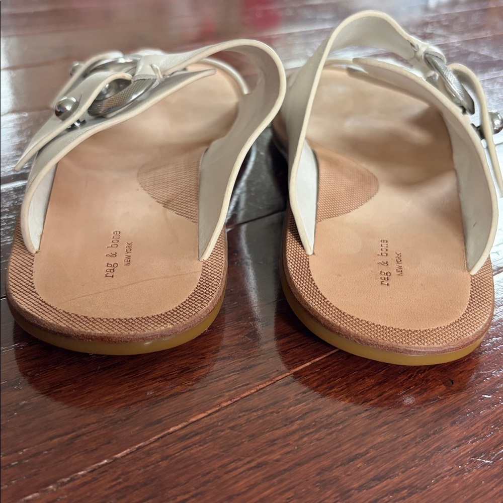 Rag & Bone Slide Avost Sandals Size 38.5 Antique White leather - Picture 12 of 16